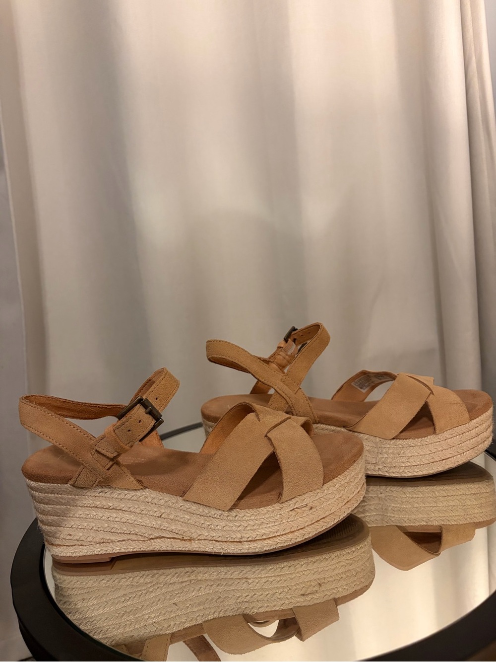 Toms Womens Espadrille Platform Sandals in Tan